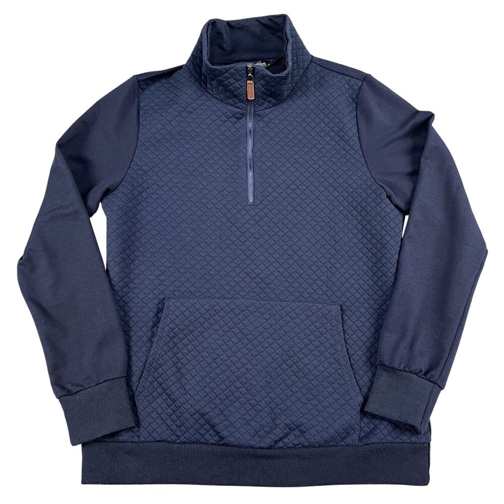 BTFBM Mens‎ 1/4 Zip Quilted Diamond Blue Pullover Sz Medium